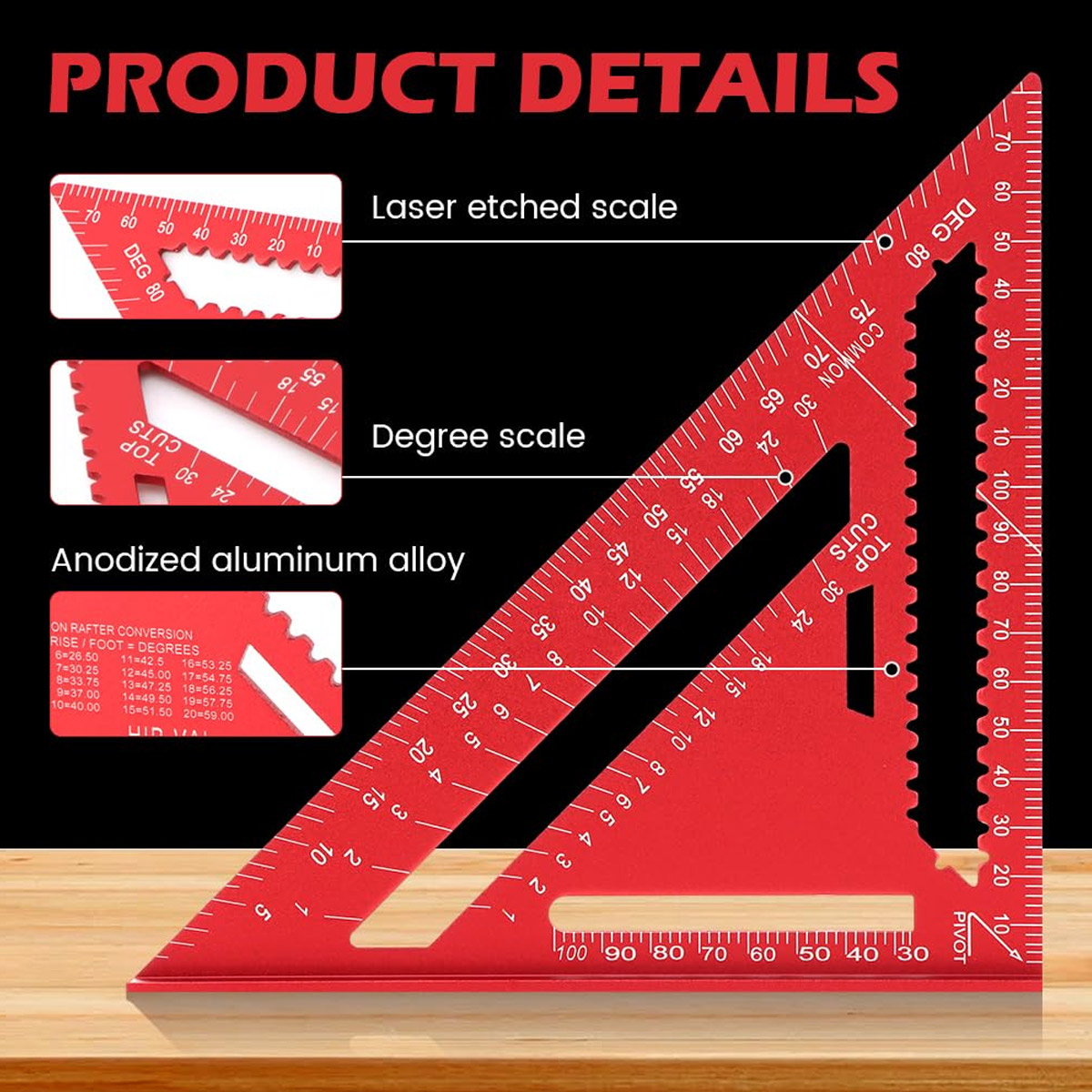 Woodworking Company - Aluminum Alloy Speed Square High Precision