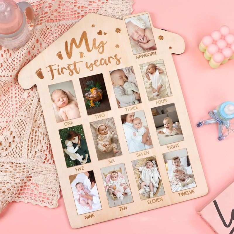 Woodworking Show - Wooden Baby Commemorative Photo Frame,monthly Calendar,photo