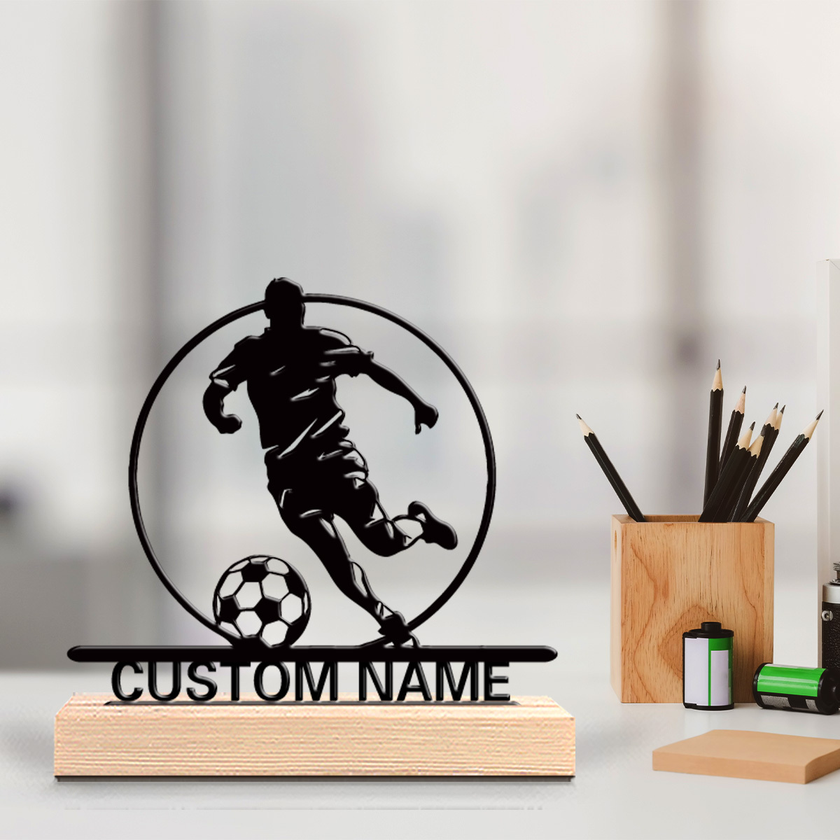 Woodworking School - Custom Soccer Player Metal Statue with