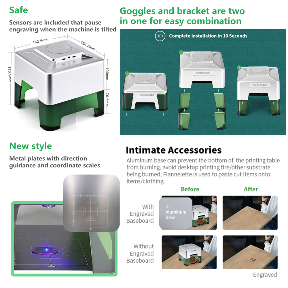 3W Mini Laser Engraver Portabl - Woodworking Logo 评论和价格