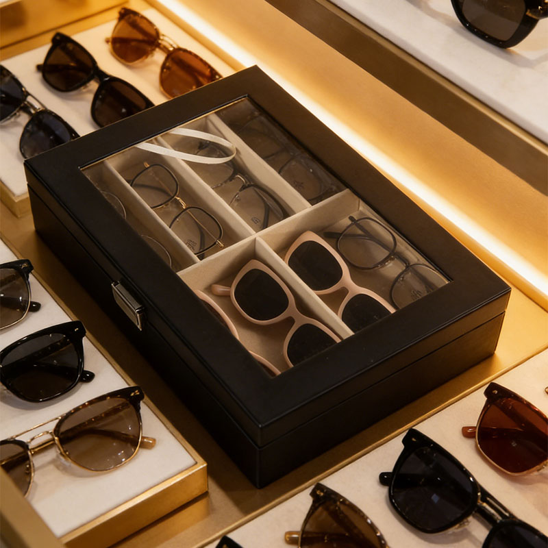 Black 6-Compartment Eyeglass S - Woodworking Show 评论和价格